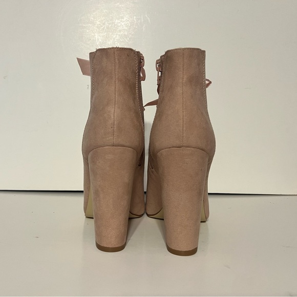 justfab PeepToe Gladiator blockHeel pink Boots Lace Up/zipper Heel Height: 4.25" - Picture 4 of 6
